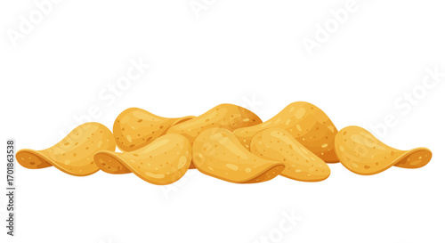 Pile of Crispy Potato Chips Golden and Delicious Snack.