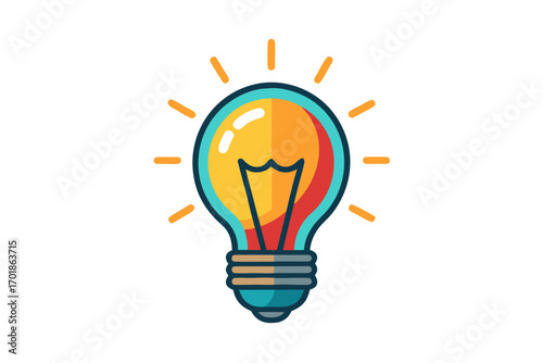Minimalist vector illustration of two hands sketching a glowing light bulb with a pen, symbolizing creativity, brainstorming, innovation, imagination, and idea generation. Perfect for business present