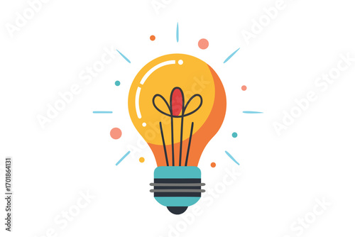 Minimalist vector illustration of two hands sketching a glowing light bulb with a pen, symbolizing creativity, brainstorming, innovation, imagination, and idea generation. Perfect for business present