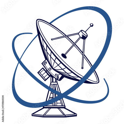 satellite dish on blue background