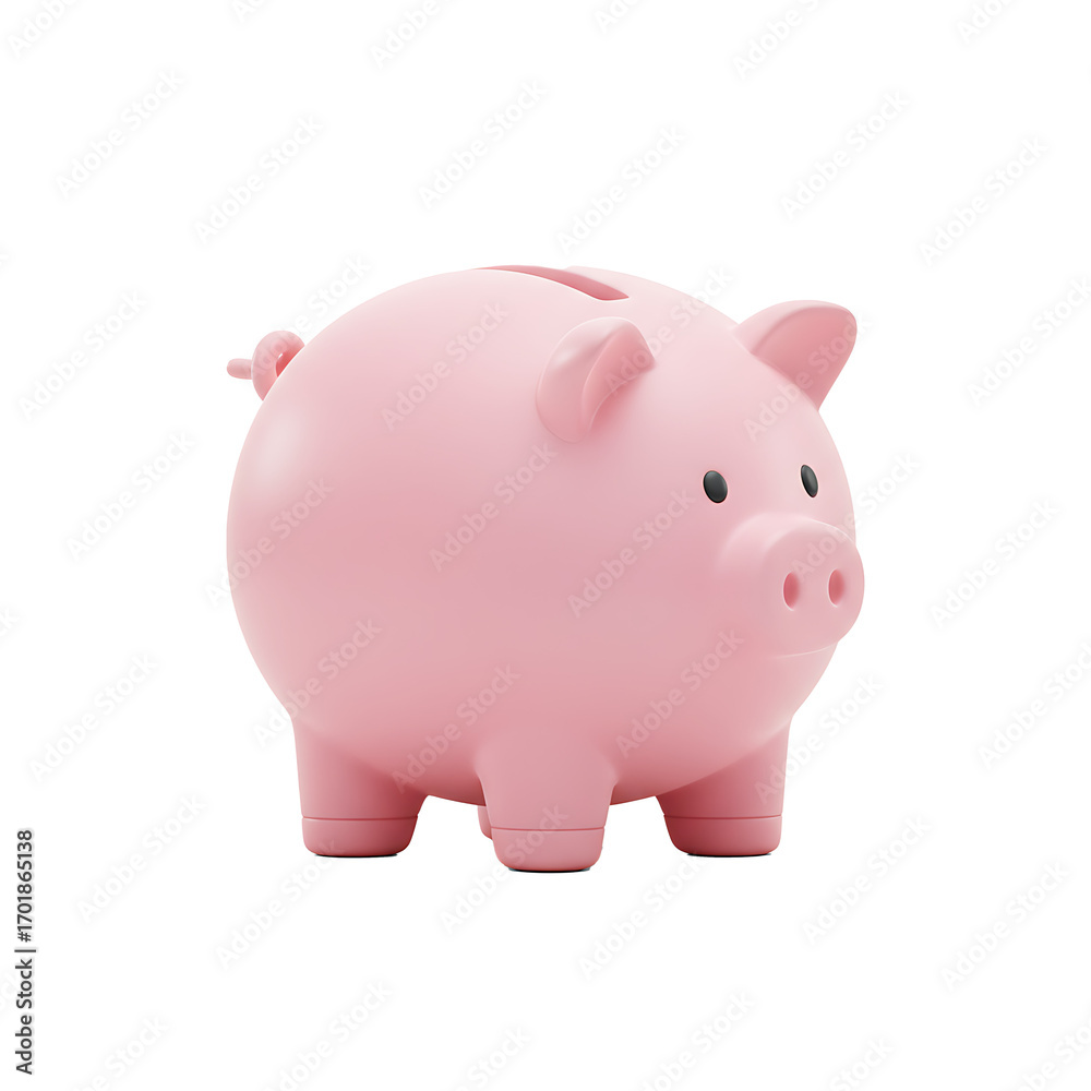 Fototapeta premium A cute pink piggy bank isolated on transparent background, symbolizing savings and financial planning