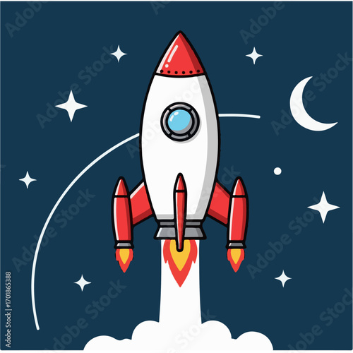 Cartoon Rocket Launch