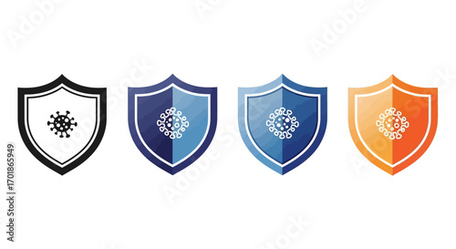 Protective Shields Representing Health Security and Defense Against Viral Threats Demonstrating Immune System Strength Against Pathogens and Illness Prevention