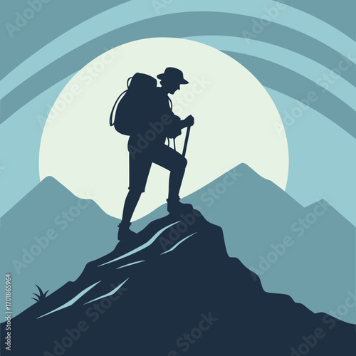 silhouette of a man on a mountain