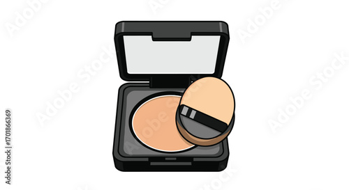 Get flawless skin with this powder compact and applicator perfect for beauty bloggers and makeup tutorials offering a simple and elegant look, Generative AI.