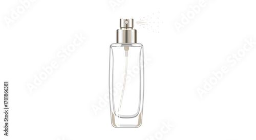 Elegant perfume bottle spraying fragrance perfect for beauty fashion and luxury lifestyle branding and advertising evoking sophisticated vibes, Generative AI.