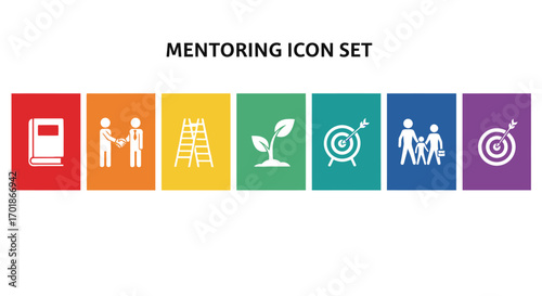 Mentoring Icon Set Illustrating Guidance Growth and Achievement