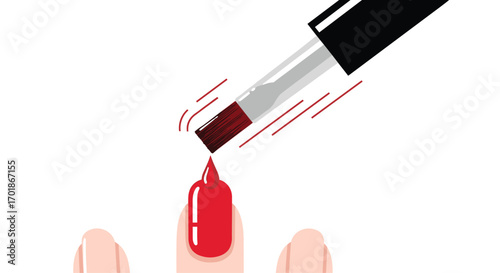 Vibrant red nail polish being applied with brush modern beauty and style concept perfect for cosmetic and fashion branding, Generative AI.