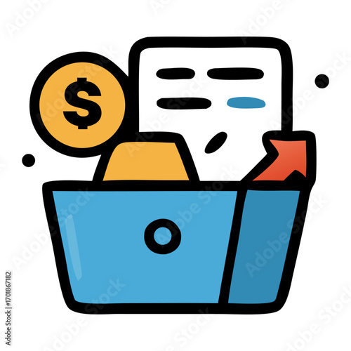 Financial success concept with money and arrow symbol, suitable for investment, finance, business growth, wealth management presentations, and marketing materials.