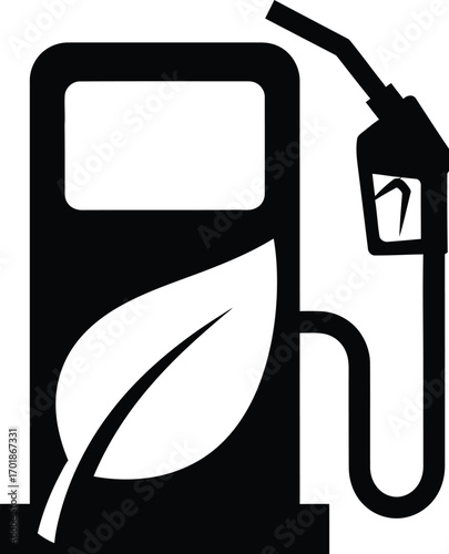 Biofuel filling station icon with a leaf symbol ecofriendly fuel and renewable energy source concept design