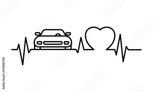 car heartbeat isolated on transparent background
