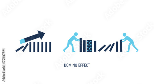 Visualizing the powerful domino effect concept of interconnected events causing a chain reaction of consequences
