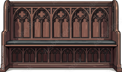Gothic Wooden Bench Illustration