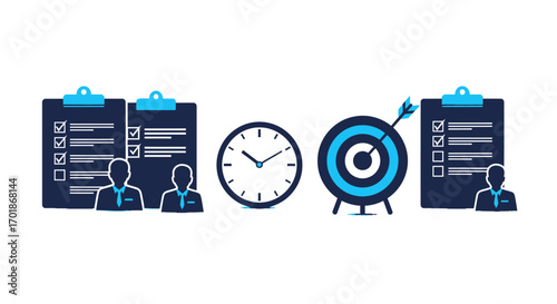 Business Strategy Development Process with Time Management and Goal Achievement Tools for Success