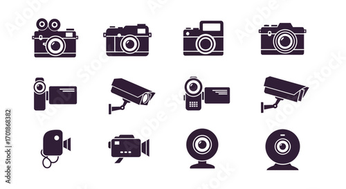 A Collection of Various Digital Camera and Video Recording Devices for Capturing Images and Footage