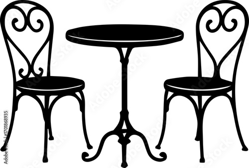 Vintage Café Table and Chairs Silhouette Icon
