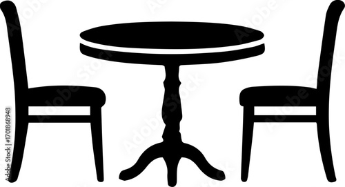 Vintage Café Table and Chairs Silhouette Icon