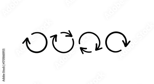 Simple Circular Arrow Diagrams Illustrating Repeating Cycles and Continuous Motion Concepts