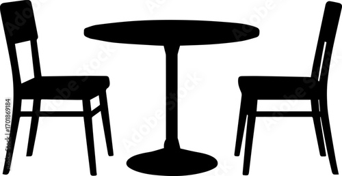 Vintage Café Table and Chairs Silhouette Icon