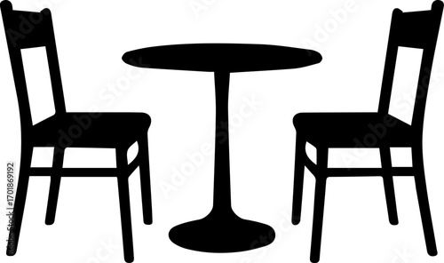 Vintage Café Table and Chairs Silhouette Icon