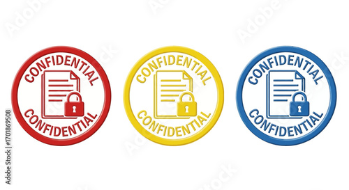 Official Confidential Document Seals With Padlock Icon Representing Secure Information Access Restricted