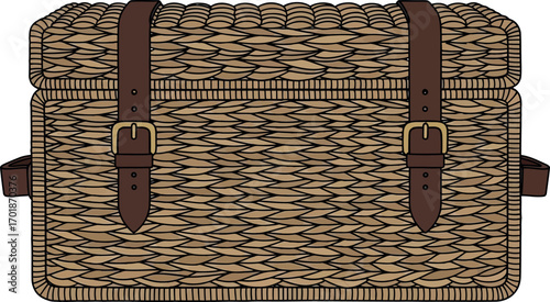 Wicker Chest with Leather Straps