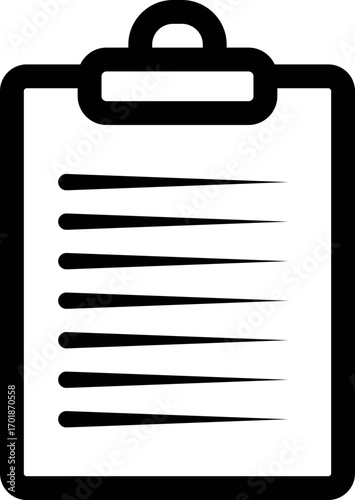 Black clipboard with multiple horizontal lines representing text on a white/transparent background