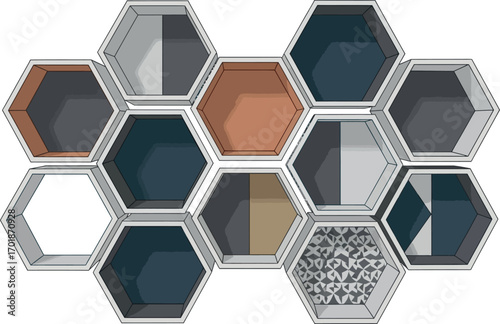 Hexagon Shelves Illustration