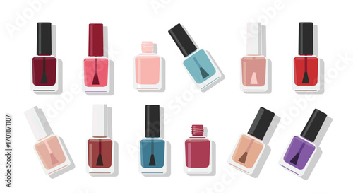 Discover a range of vibrant nail polish colors for your next DIY manicure or salon design perfect for beauty blogs and trendy social media posts, Generative AI.