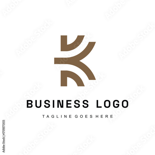 Abstract logo design featuring the letter K with a modern and minimalist style.