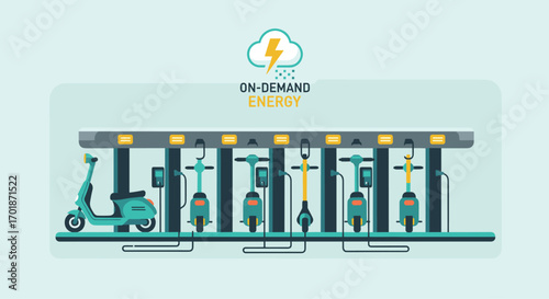 Discover eco-friendly electric scooter rentals with on-demand energy offering a sustainable transport solution for urban mobility and green commuting, Generative AI.