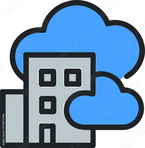 Cloud computing data center server rack with edge computing technology, innovative business solution, digital transformation, and network infrastructure.