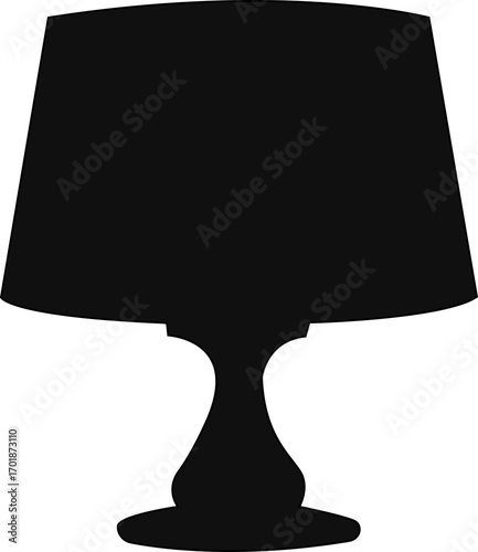 Table lamp icons, Simple line art lamps: table, floor, ceiling, wall, chandelier, desk designs vector icon isolated illustration, black silhouette of table lamps on white background.