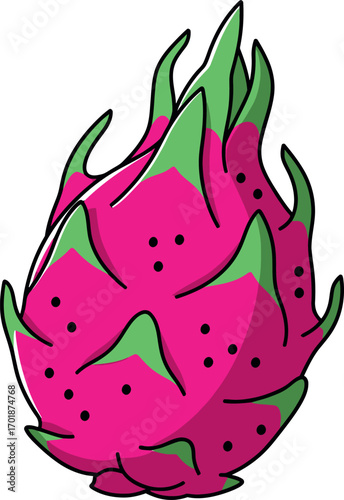 Cartoon Dragon Fruit Illustration