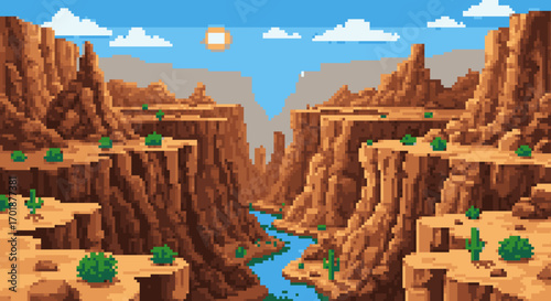 Pixelated Desert Landscape Vista