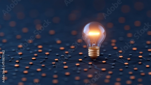 Wallpaper Mural A glowing light bulb stands out against a dark, dotted background, symbolizing innovation, ideas, and technology. Torontodigital.ca
