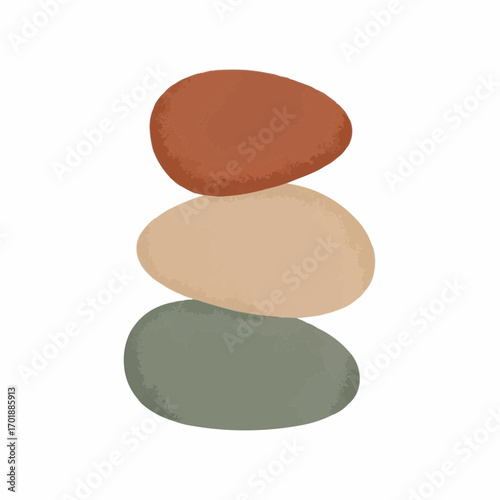 Serene stack of organically shaped, smooth stones showcasing perfect balance and natural harmony, ideal for a calm and minimalist design aesthetic for modern decor