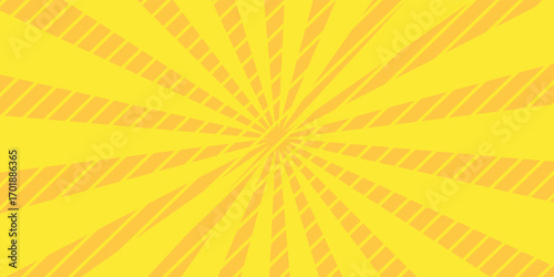 Orange Sunburst Pattern with yellow Background. Rays. Radial.