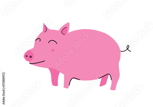 Cute pig cartoon character illustration .eps