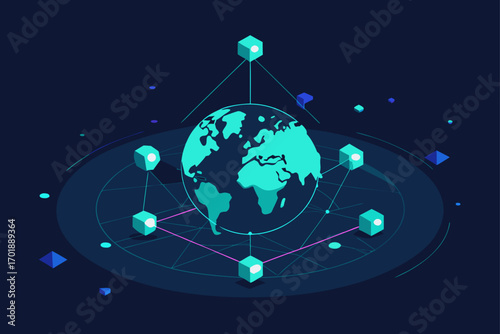 AI Holographic World Map With Glowing Nodes
