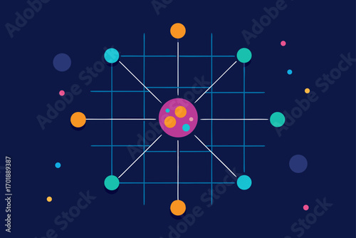 AI Machine Learning Grid With Moving Particles