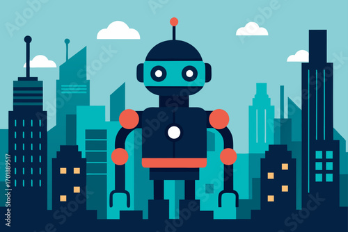 AI Powered Robotic City Background
