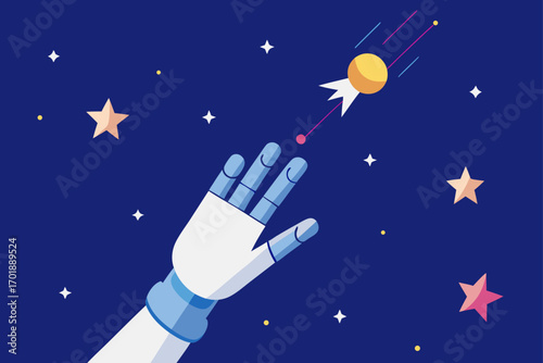 AI Powered Robotic Hand Reaching For Stars