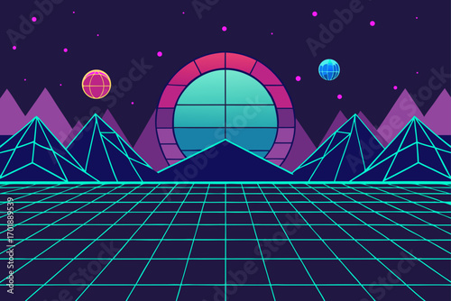 AI Powered Virtual Reality Grid Background