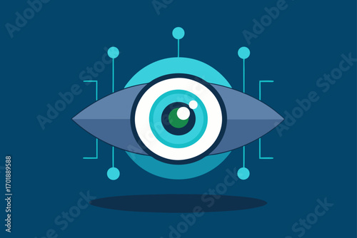 AI Robotic Eye Hologram Scanning Background