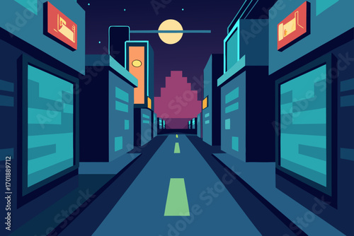 Alley With Glowing Robotic Billboards