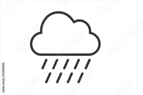 Rain cloud line icon. Weather forecast symbol. Minimalist outline vector for web and mobile app UI. Meteorology sign. Heavy rain, storm, downpour, drizzle graphic concept.