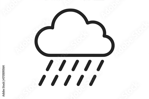 Rain cloud weather forecast icon. Minimal outline symbol for web and mobile app. Vector illustration of a rainy day, downpour, or storm. Meteorology and climate concept.