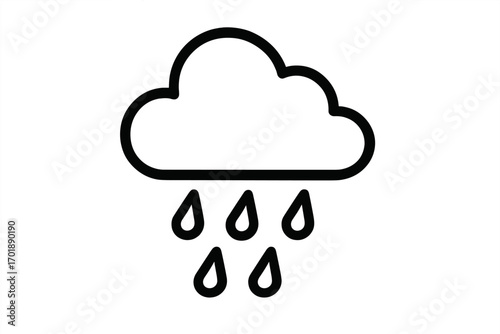 Rain cloud weather outline icon. Simple vector illustration for web design, apps, and print. Minimalist raindrop symbol for forecast and climate concepts. Drip line art.