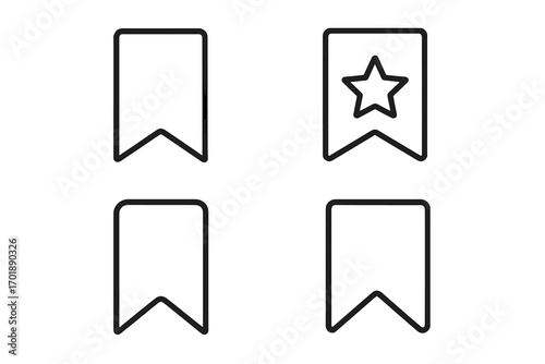 Bookmark line icon collection. Minimalistic linear pictogram set for web and graphic design. Save, favorite, and tag symbols for apps, UI, UX, and social media. Vector icon pack.